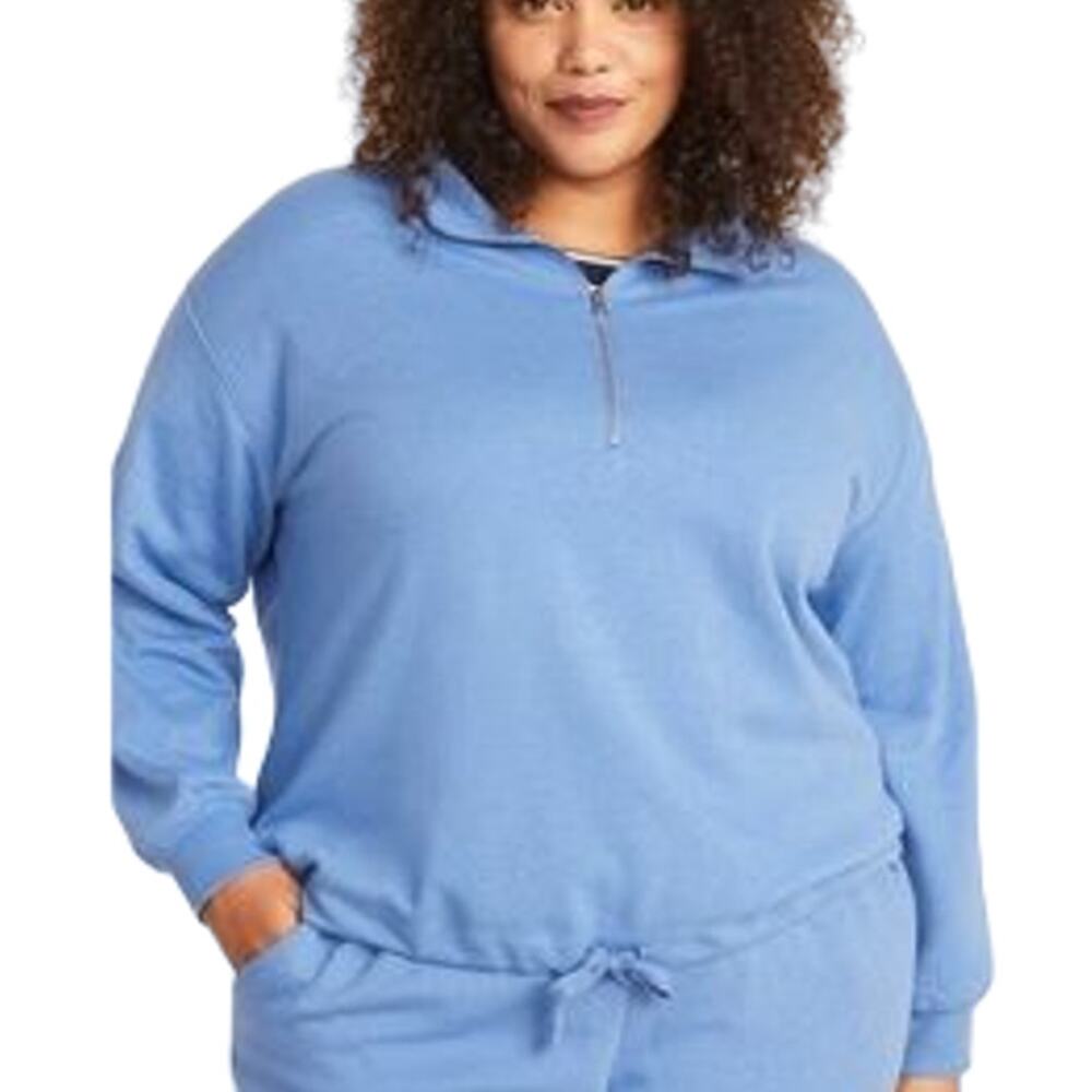 OLD NAVY 1/4 Zip Drop Shoulder Lightweight Cropped Pullover Sweatshirt  SZ XXL
